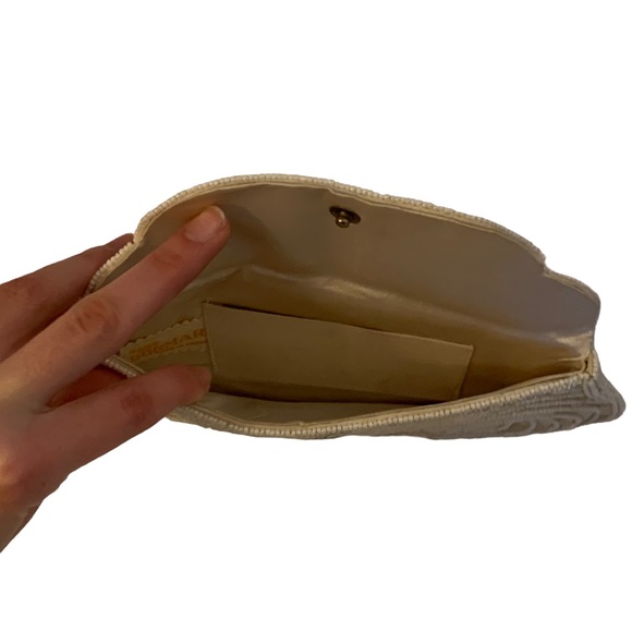 Vintage Dormar Cream Beaded Sequin Clutch Purse Evening Bag Handbag - Picture 4 of 5